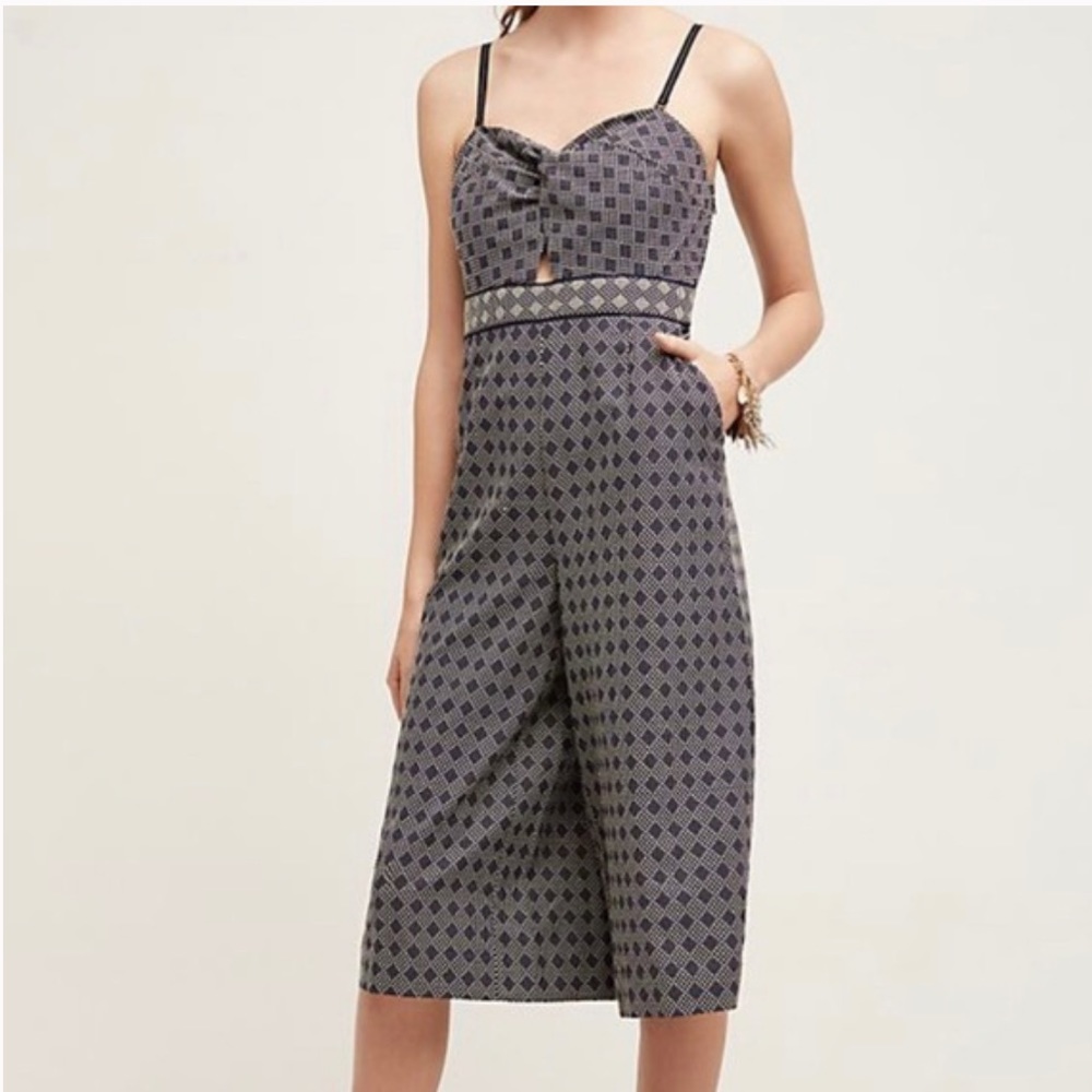 Anthro Elevenses Remy Cutout Embroidered Jumpsuit